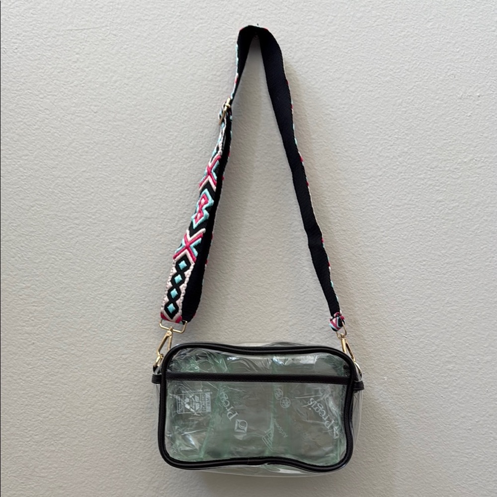 Chic Transparent Crossbody Bag with Black Trim